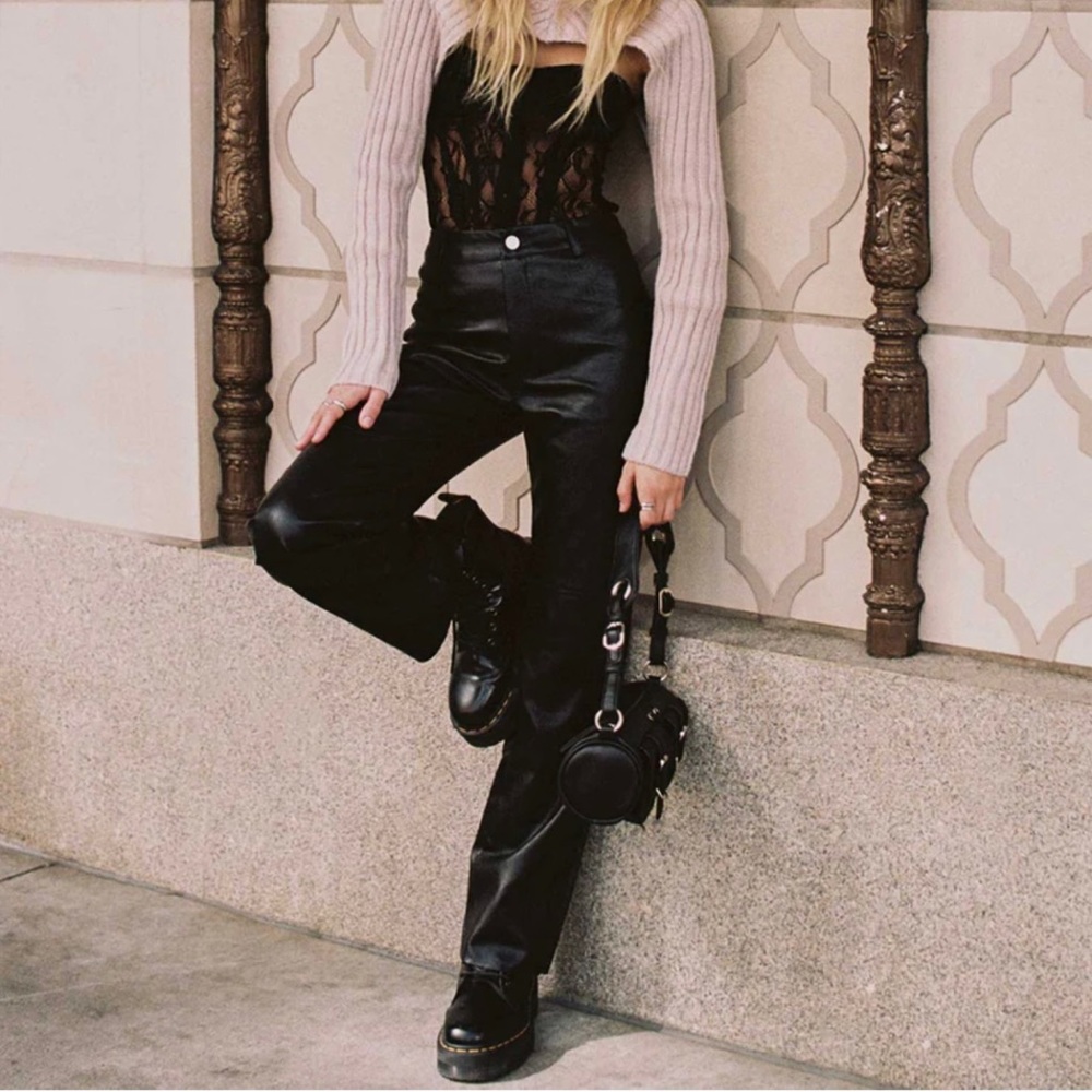Princess Polly black leather pants, size 4